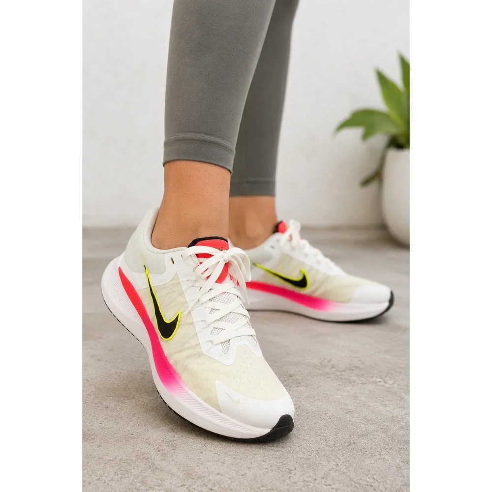 Nike Air Zoom Winflo 8 Womens Running Shoes White Pink Crimson CW3421-100 Size 8